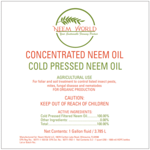Neem World Cold-Pressed Concentrated Neem Oil (1 Gallon) - Organic Pest & Fungus Control - Agriculture/Commercial use