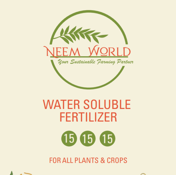 Neem World Water Soluble Fertilizer 15-15-15 (25lb) - Complete NPK + 9 Micronutrients for All Plants & Crops